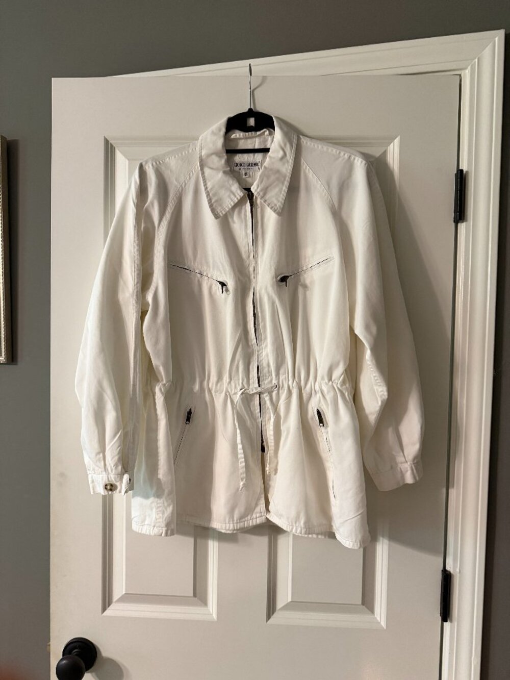 **Giorgio Armani White Zipper Jacket**